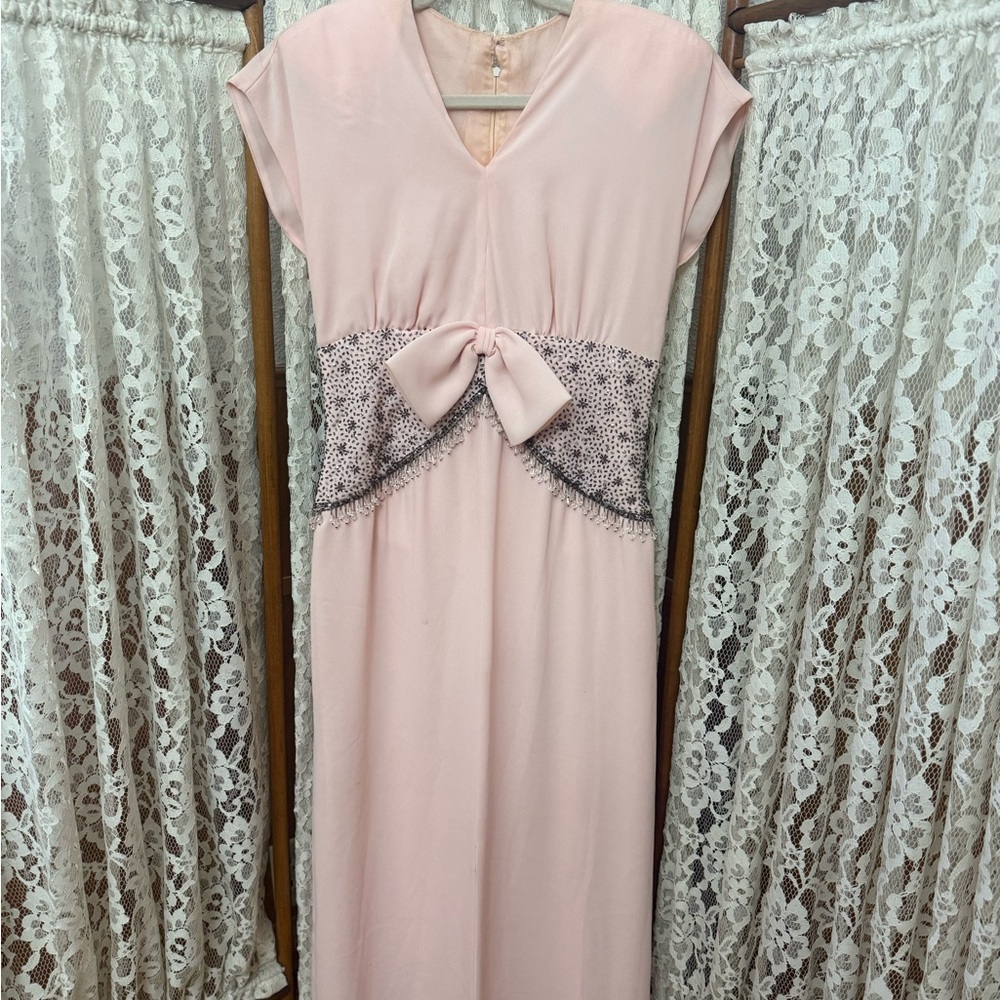 Vintage Victoria Royal Ltd Pink Beaded Dress – Hong Kong Label Glam Maxi